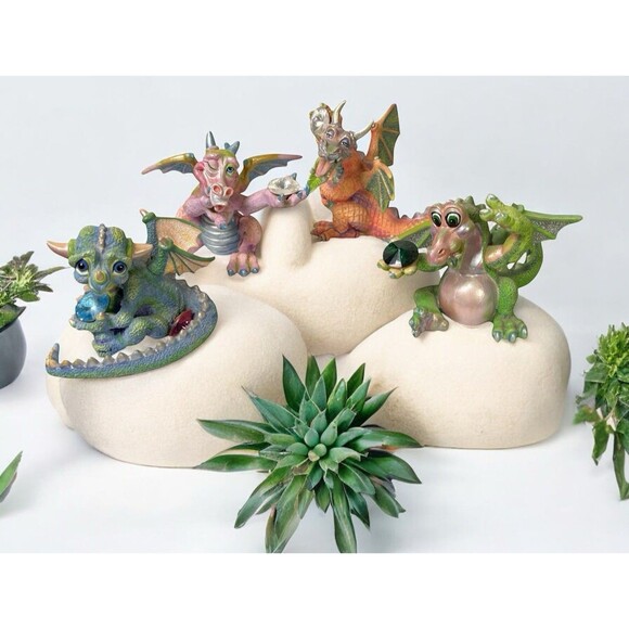 Lot 4 Franklin Mint MOOD DRAGONS Limited Edition Figurines Lucky Cocky Coy Gloom - Picture 1 of 15